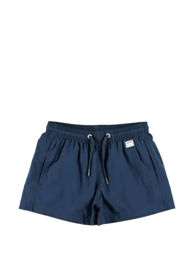 Mc2 Saint Barth Kids' Jean Drawstring Beach Shorts In Blue