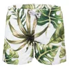 Mc2 Saint Barth Jean Jumbo Leaves Green/off White Boys Swimshorts In Green