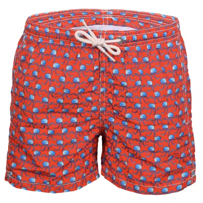 Mc2 Saint Barth Jean Lighting Dansa Octopus Red Boys Swimshorts