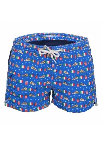 Mc2 Saint Barth Jean Lighting Gnammy Pizza Blue Boys Swimshorts