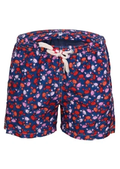 Mc2 Saint Barth Jean Lighting Granky Crab Blue Mix Boys Swimshorts In Multi
