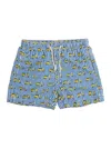 Mc2 Saint Barth Elastic Drawstring Waist Swim Shorts In Blue