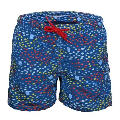 Mc2 Saint Barth Jean Lighting Ray Fish Blue Boys Swimshorts In Multi