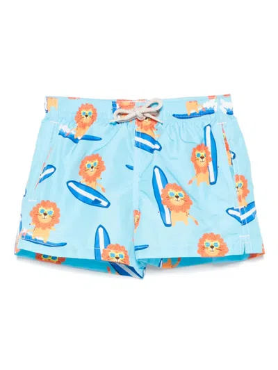 Mc2 Saint Barth Kids' Jean Lighting Swim Shorts In Blue