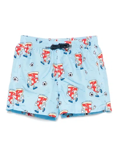 Mc2 Saint Barth Kids' Jean Lighting Swim Shorts In Blue