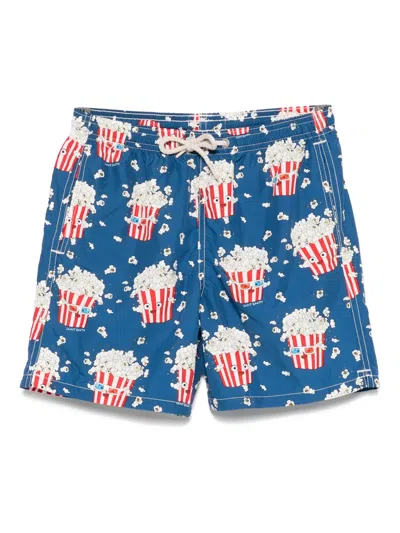 Mc2 Saint Barth Kids' Jean Lighting Swim Shorts In Blue