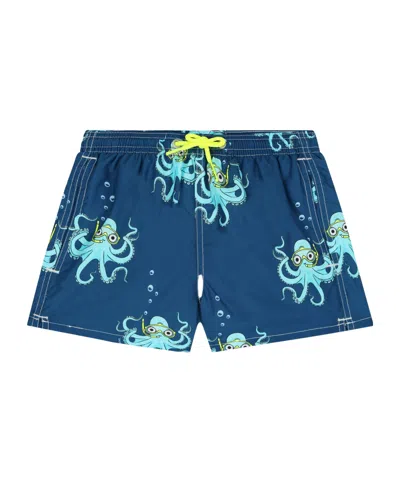 Mc2 Saint Barth Kids' Jean Lighting Swim Shorts In Blue