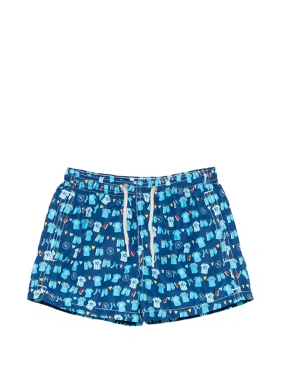 Mc2 Saint Barth Kids' Jean Lighting Swim Shorts In Blue