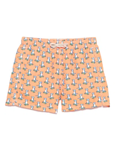 Mc2 Saint Barth Kids' Jean Lighting Swim Shorts In Orange