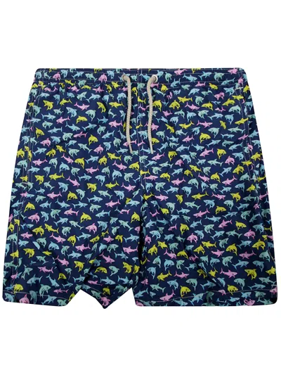 Mc2 Saint Barth Kids' Jean Lighting Ultralight Swim Short In Blue