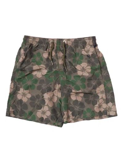 Mc2 Saint Barth Kids'  Jean Lighting-hibiscus Camo 52 In Green