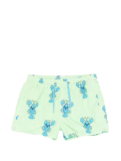 Mc2 Saint Barth Kids' Jean Lobster-print Striped Swim Shorts In Multi