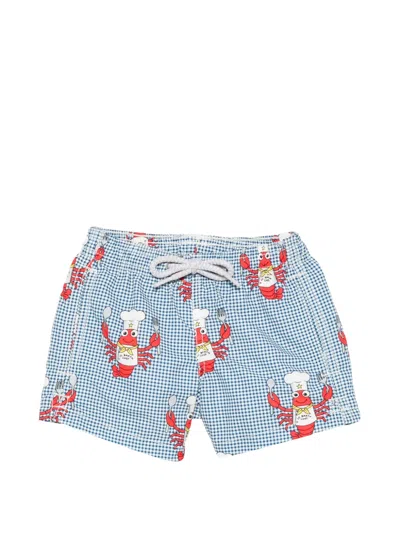 Mc2 Saint Barth Kids' Jean Lobster-print Swim Shorts In Blue