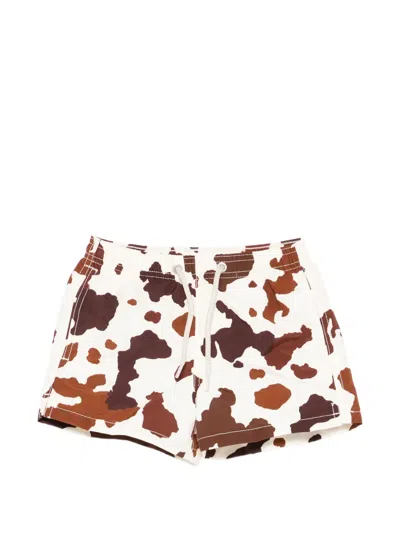 Mc2 Saint Barth Kids' Jean Pocket Animal-print Swim Shorts In Multi