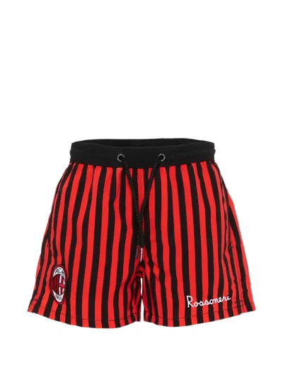 Mc2 Saint Barth Kids' Jean Striped Drawstring-waist Swim Shorts In Red