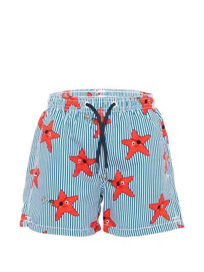Mc2 Saint Barth Jean Striped Starfish-print Swim Shorts In Multi