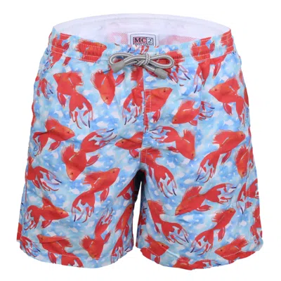 Mc2 Saint Barth Jean Swem Fish Blue/red Boys Swimshorts