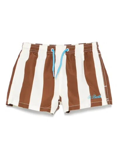 Mc2 Saint Barth Kids' Jean Swim Shorts In Brown