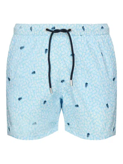 Mc2 Saint Barth Jellyfish-print Drawstring Swim Shorts In Blue