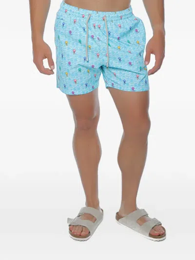 Mc2 Saint Barth Jellyfish-print Drawstring Swim Shorts In Blue