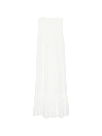 Mc2 Saint Barth Jemma Smocked Midi Dress In White