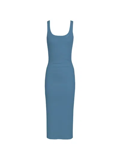 Mc2 Saint Barth Jennifer Logo Ribbed Dress In Blue