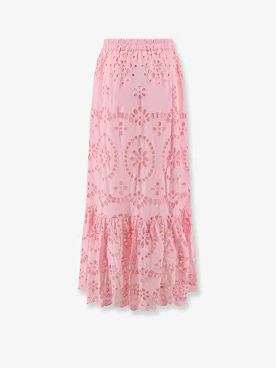 Mc2 Saint Barth Jenny Sangallo Lace Skirt In Pink