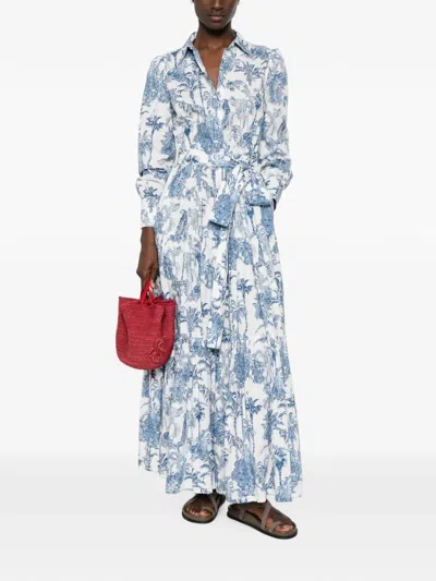 Mc2 Saint Barth Jensen Button-fastening Maxi Dress In Blue
