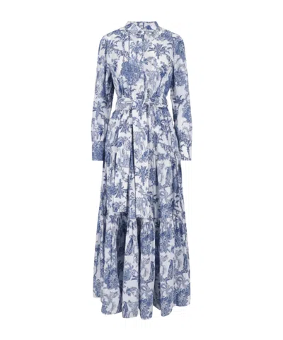 Mc2 Saint Barth Jensen Button-fastening Maxi Dress In Blue