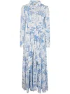 Mc2 Saint Barth Tropical Print Maxi Dress With Front Button Fastening And Belted Waist In Multi