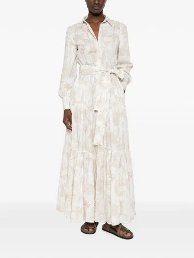 Mc2 Saint Barth Jensen Patterned Tiered Maxi Dress In Neutral
