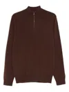 Mc2 Saint Barth Jeremyn Zip-up High-neck Sweater In Brown