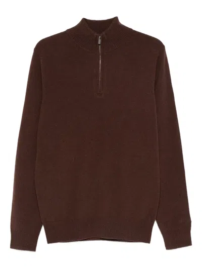Mc2 Saint Barth Jeremyn Zip-up High-neck Sweater In Brown