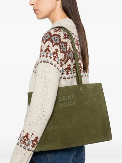Mc2 Saint Barth Joba Suede Tote Bag In Green