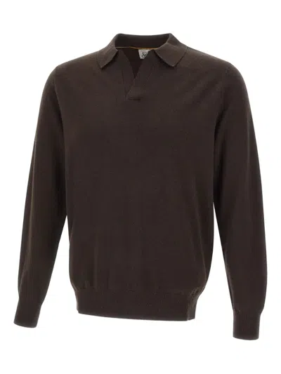 Mc2 Saint Barth Johnny-collar Ribbed Sweater In Brown