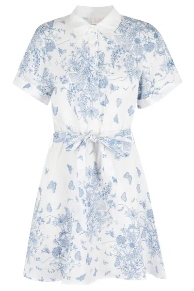 Mc2 Saint Barth Joseline Mini Dress With Floral Print In Blue