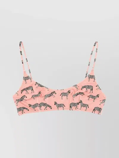 Mc2 Saint Barth "judy" Scoop Neckline Zebra Print Bikini Top