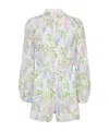 Mc2 Saint Barth Julian Sangallo Lace Cotton Playsuit With Floral Print