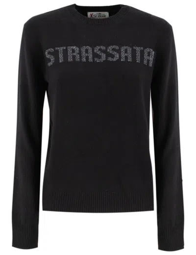 Mc2 Saint Barth Strassata Embellished Crewneck Jumper In Black
