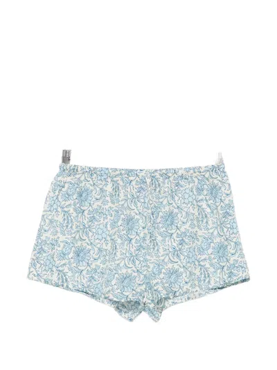 Mc2 Saint Barth Kammy Batik-print Silk Shorts In Blue