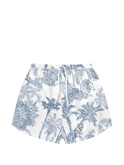 Mc2 Saint Barth Kammy Tiger-print Drawstring Shorts In Blue