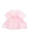 Mc2 Saint Barth Kate Pink Dress With V Neck And All-over Floral Embroidery In Cotton Girl In Pink