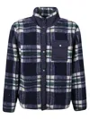 Mc2 Saint Barth Logo-embroidered Fleece Tartan Jacket In Blue