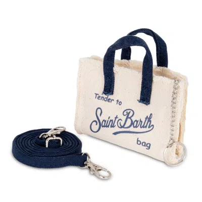 Mc2 Saint Barth Keyring Bag Navy Blue/beige In Multi