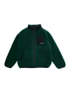 Mc2 Saint Barth Keystone Green Jacket With Rear Snoopy Print In Eco-shearling Boy In Green