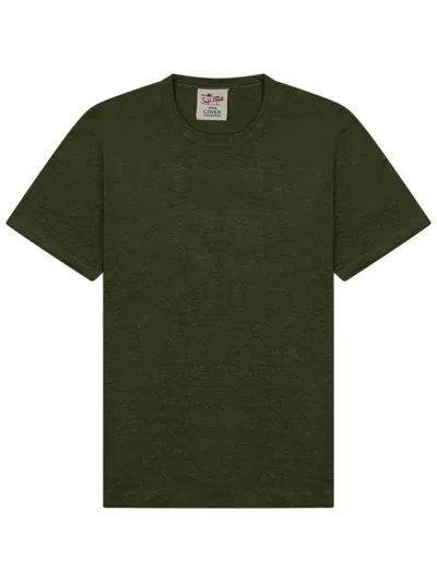 Mc2 Saint Barth Khaki Solid Crew Neck T-shirt In Green