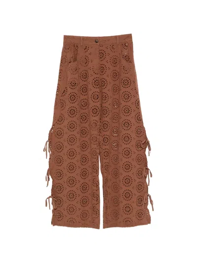 Mc2 Saint Barth Kibi Sangallo Side-tie Trousers In Brown