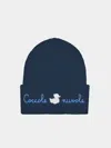 Mc2 Saint Barth Kid Blue Ribbed Beanie With Coccole Nuvole Embroidery Coccolebimbi Special Edition In Blue