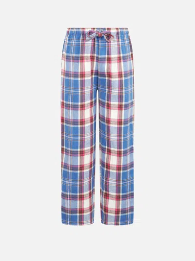 Mc2 Saint Barth Kid Pajama Pants With Tartan Print In Pink