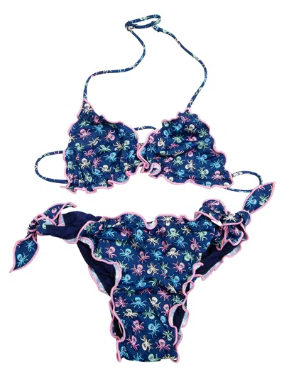 Mc2 Saint Barth Kids Cris Polpy Multi-pattern Beachwear In Blu